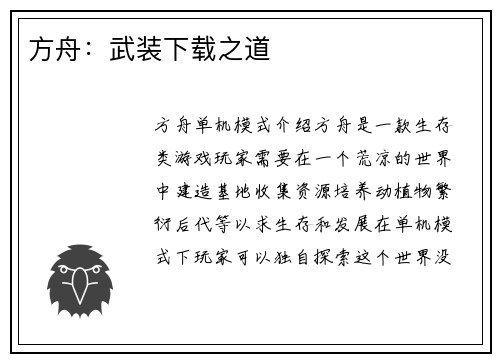 方舟：武装下载之道