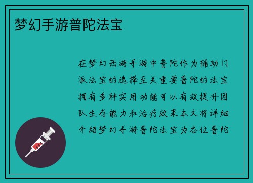 梦幻手游普陀法宝