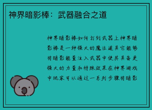 神界暗影棒：武器融合之道