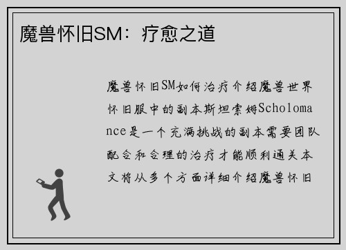 魔兽怀旧SM：疗愈之道